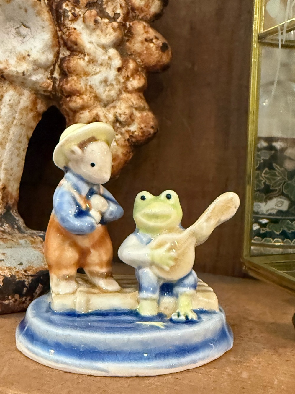 Vintage Enesco Squirrel Frog Figurine
